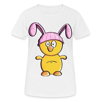 Petit poussin avec un chapeau de lapin de Pâques - Pâques - T-shirt respirant Femme - blanc - Devant - AI Model Female 172 dark (172cm)