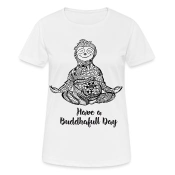 paresseux bouddha yoga mandala om chill spirituel ou - T-shirt respirant Femme - blanc - Devant - AI Model Female 172 dark (172cm)