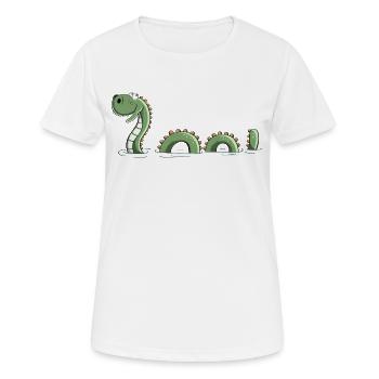 Lustiges Seeungeheuer - Monster - Nessie - Comic - Frauen T-Shirt atmungsaktiv - Weiß - Vorne - AI Model Female 172 dark (172cm)