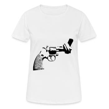 pistole pazifist frieden plakat Poster No war anti - Frauen T-Shirt atmungsaktiv - Weiß - Vorne - AI Model Female 172 dark (172cm)