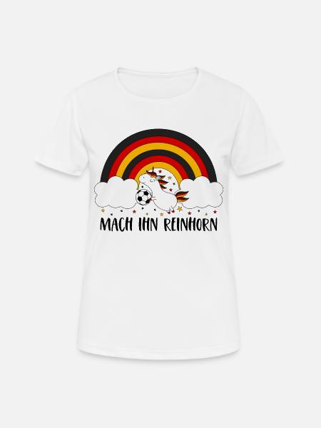 Deutschland Einhorn Mach Ihn Reinhorn Fußball Ball - Frauen T-Shirt atmungsaktiv - Weiß