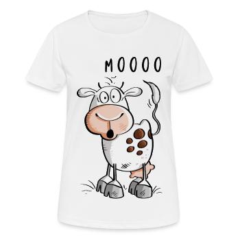 Mooo cow cartoon - cows - Women's Breathable T-Shirt - white - Front - AI Model Female 172 dark (172cm)