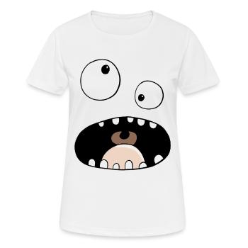 Funny Comic Monster Gesicht - Frauen T-Shirt atmungsaktiv - Weiß - Vorne - AI Model Female 172 dark (172cm)