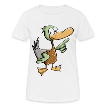 Lustiger Erpel - Ente Comic - Frauen T-Shirt atmungsaktiv - Weiß - Vorne - AI Model Female 172 dark (172cm)