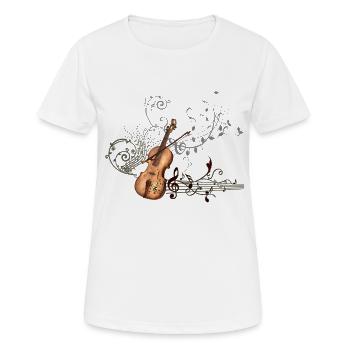 Violinmusik mit Schlüssel und floralen Elementen - Frauen T-Shirt atmungsaktiv - Weiß - Vorne - AI Model Female 172 dark (172cm)