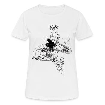 Musik, Klavier mit Schlüssel - Frauen T-Shirt atmungsaktiv - Weiß - Vorne - AI Model Female 172 dark (172cm)