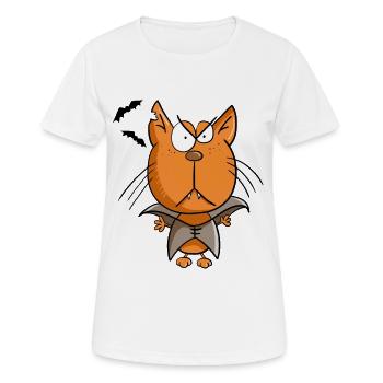 Vampir Katze I Halloween - Frauen T-Shirt atmungsaktiv - Weiß - Vorne - AI Model Female 172 dark (172cm)