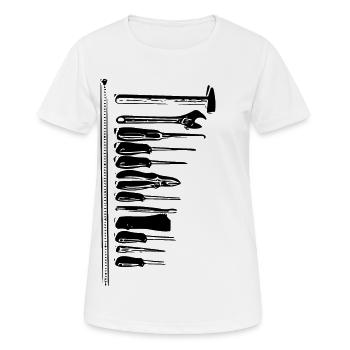 Werkzeug - Frauen T-Shirt atmungsaktiv - Weiß - Vorne - AI Model Female 172 dark (172cm)