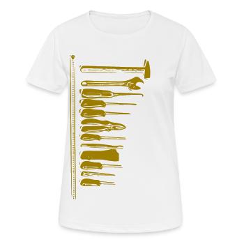 Werkzeug - Frauen T-Shirt atmungsaktiv - Weiß - Vorne - AI Model Female 172 dark (172cm)