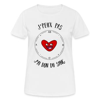 Ich kann kein Blut spenden - Frauen T-Shirt atmungsaktiv - Weiß - Vorne - AI Model Female 172 dark (172cm)