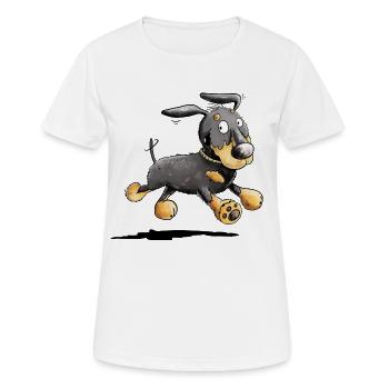 Teckel flotter - Chien de toit - Teckel - Cadeau - T-shirt respirant Femme - blanc - Devant - AI Model Female 172 dark (172cm)