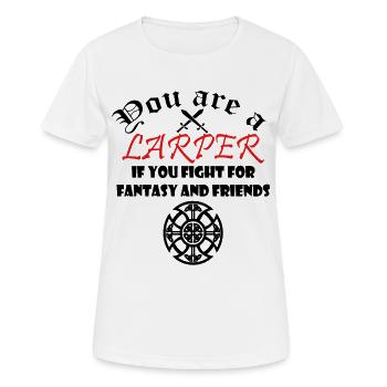 LARP Rollenspiel Cosplay Geschenk - Frauen T-Shirt atmungsaktiv - Weiß - Vorne - AI Model Female 172 dark (172cm)