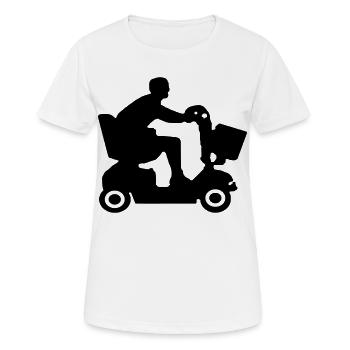Image de personnes handicapées en scooter de mobilité # - T-shirt respirant Femme - blanc - Devant - AI Model Female 172 dark (172cm)
