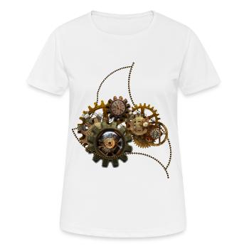 Steampunk, wunderbare Uhr mit Getriebe. - Frauen T-Shirt atmungsaktiv - Weiß - Vorne - AI Model Female 172 dark (172cm)