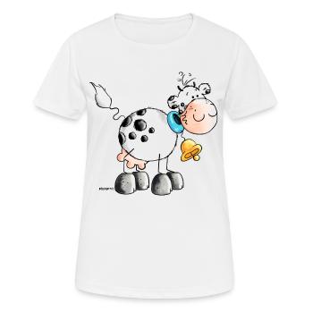 Erna - Kuh - Kühe - Milchkuh - Cartoon - Frauen T-Shirt atmungsaktiv - Weiß - Vorne - AI Model Female 172 dark (172cm)