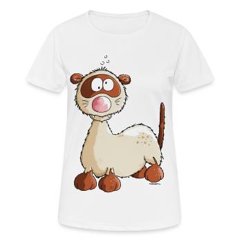 "Freddy Frettchen" - Comic - Cartoon - Frauen T-Shirt atmungsaktiv - Weiß - Vorne - AI Model Female 172 dark (172cm)