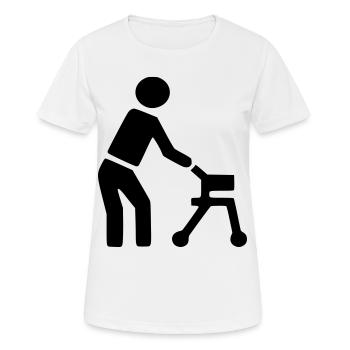 Behinderte Person hinter Rollator # - Frauen T-Shirt atmungsaktiv - Weiß - Vorne - AI Model Female 172 dark (172cm)