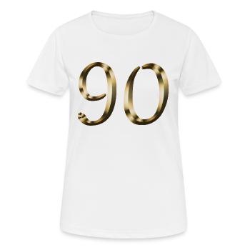 90 Jahre Gold 90. Geburtstag Jubilar Jubiläum - Frauen T-Shirt atmungsaktiv - Weiß - Vorne - AI Model Female 172 dark (172cm)