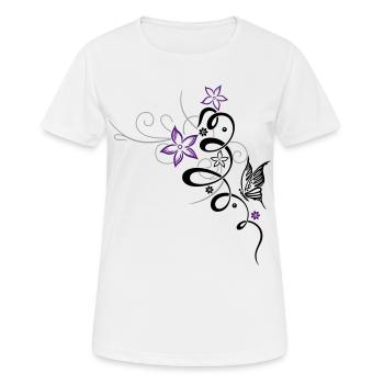 Tribal mit Blumen und Schmetterling - Frauen T-Shirt atmungsaktiv - Weiß - Vorne - AI Model Female 172 dark (172cm)