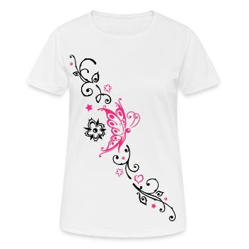Butterfly with tribal ornament and flowers - Women's Breathable T-Shirt - white - Front - AI Model Female 172 dark (172cm)