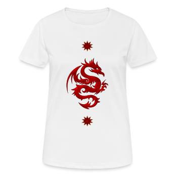 Ehrfürchtiger roter chinesischer Drache - Frauen T-Shirt atmungsaktiv - Weiß - Vorne - AI Model Female 172 dark (172cm)