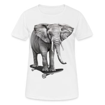 Elefant auf Skateboard - Skater Elefant - Sk8er - Frauen T-Shirt atmungsaktiv - Weiß - Vorne - AI Model Female 172 dark (172cm)