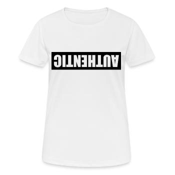Attention backwards - Women's Breathable T-Shirt - white - Front - AI Model Female 172 dark (172cm)