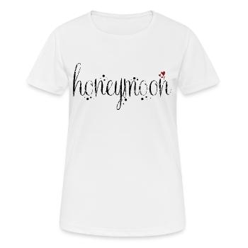 Schriftzug Flitterwochen - mit kleinen Herzen - Frauen T-Shirt atmungsaktiv - Weiß - Vorne - AI Model Female 172 dark (172cm)