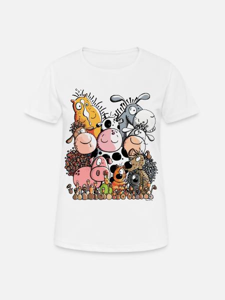 Lustiger Tierhaufen - Bauernhof - Tier - Frauen T-Shirt atmungsaktiv - Weiß