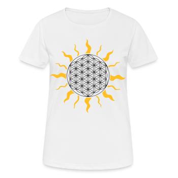 The flower of life with sun, sunbeams - Women's Breathable T-Shirt - white - Front - AI Model Female 172 dark (172cm)