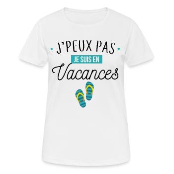 Je suis en vacances — Tongs turquoise - T-shirt respirant Femme - blanc - Devant - AI Model Female 172 dark (172cm)