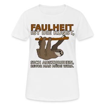faulheit - Frauen T-Shirt atmungsaktiv - Weiß - Vorne - AI Model Female 172 dark (172cm)