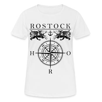 Rostock Kompass - Frauen T-Shirt atmungsaktiv - Weiß - Vorne - AI Model Female 172 dark (172cm)