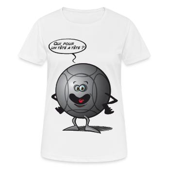 Tête a tête pétanque - T-shirt respirant Femme - blanc - Devant - AI Model Female 172 dark (172cm)