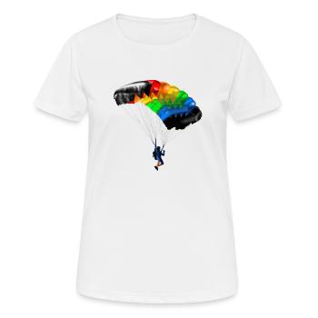 Fallschirm - Frauen T-Shirt atmungsaktiv - Weiß - Vorne - AI Model Female 172 dark (172cm)