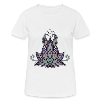Abstraktes dekoratives Blumenmuster, Mandala - Frauen T-Shirt atmungsaktiv - Weiß - Vorne - AI Model Female 172 dark (172cm)