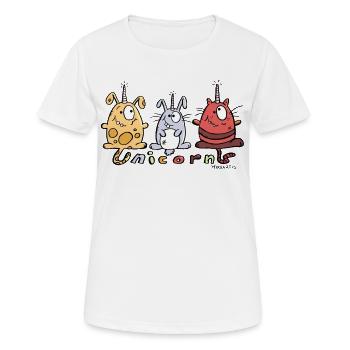 Einhorn Trio - Frauen T-Shirt atmungsaktiv - Weiß - Vorne - AI Model Female 172 dark (172cm)