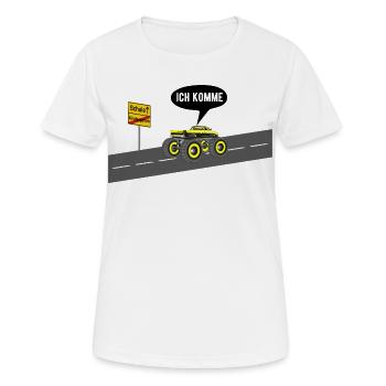 Schule ich komme - Frauen T-Shirt atmungsaktiv - Weiß - Vorne - AI Model Female 172 dark (172cm)