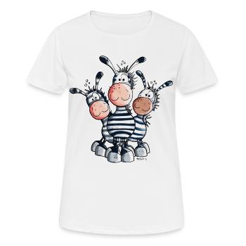 Süßes Zebra Trio - Frauen T-Shirt atmungsaktiv - Weiß - Vorne - AI Model Female 172 dark (172cm)