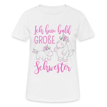 Ich bin bald große Schwester Einhorn - Frauen T-Shirt atmungsaktiv - Weiß - Vorne - AI Model Female 172 dark (172cm)