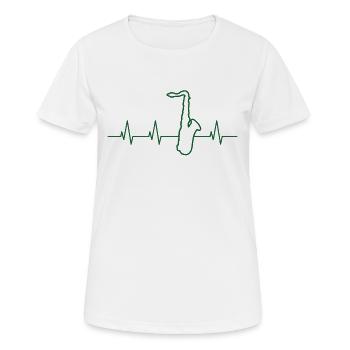 Saxophonist Herzschlag - Frauen T-Shirt atmungsaktiv - Weiß - Vorne - AI Model Female 172 dark (172cm)
