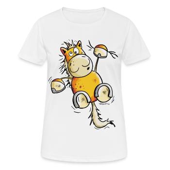 Fuchs Pferd hängt ab - Frauen T-Shirt atmungsaktiv - Weiß - Vorne - AI Model Female 172 dark (172cm)
