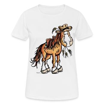 Westernpferd on Tour - Frauen T-Shirt atmungsaktiv - Weiß - Vorne - AI Model Female 172 dark (172cm)