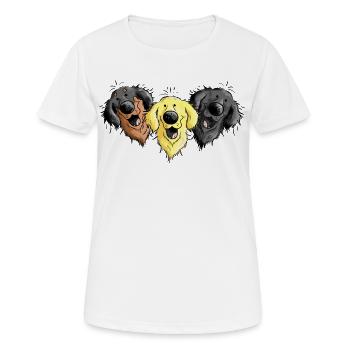 Hovawart Trio - Frauen T-Shirt atmungsaktiv - Weiß - Vorne - AI Model Female 172 dark (172cm)