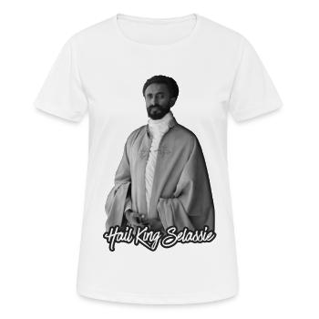 Hail King Selassie Jah Rastafari Roots Reggae - Frauen T-Shirt atmungsaktiv - Weiß - Vorne - AI Model Female 172 dark (172cm)