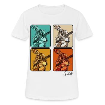 Guitariste pop art Quadro-Quadro, Quatre Couleurs - T-shirt respirant Femme - blanc - Devant - AI Model Female 172 dark (172cm)