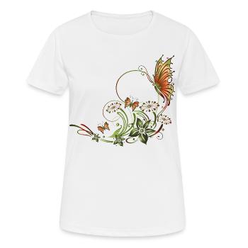 Schmetterlinge mit floralen Elementen - T-shirt respirant Femme - blanc - Devant - AI Model Female 172 dark (172cm)