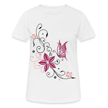 Flowers with filigree floral ornament. Feminine. - Women's Breathable T-Shirt - white - Front - AI Model Female 172 dark (172cm)