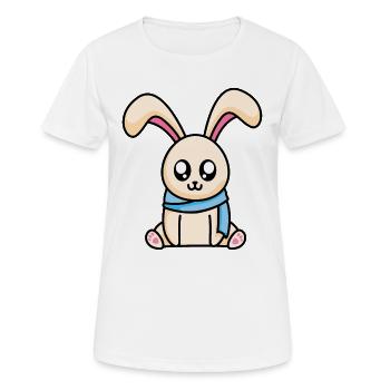 Hase mit Schal - Frauen T-Shirt atmungsaktiv - Weiß - Vorne - AI Model Female 172 dark (172cm)