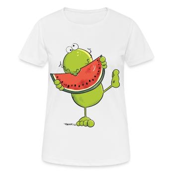 Frog with Watermelon - Frogs - Fruit - Women's Breathable T-Shirt - white - Front - AI Model Female 172 dark (172cm)